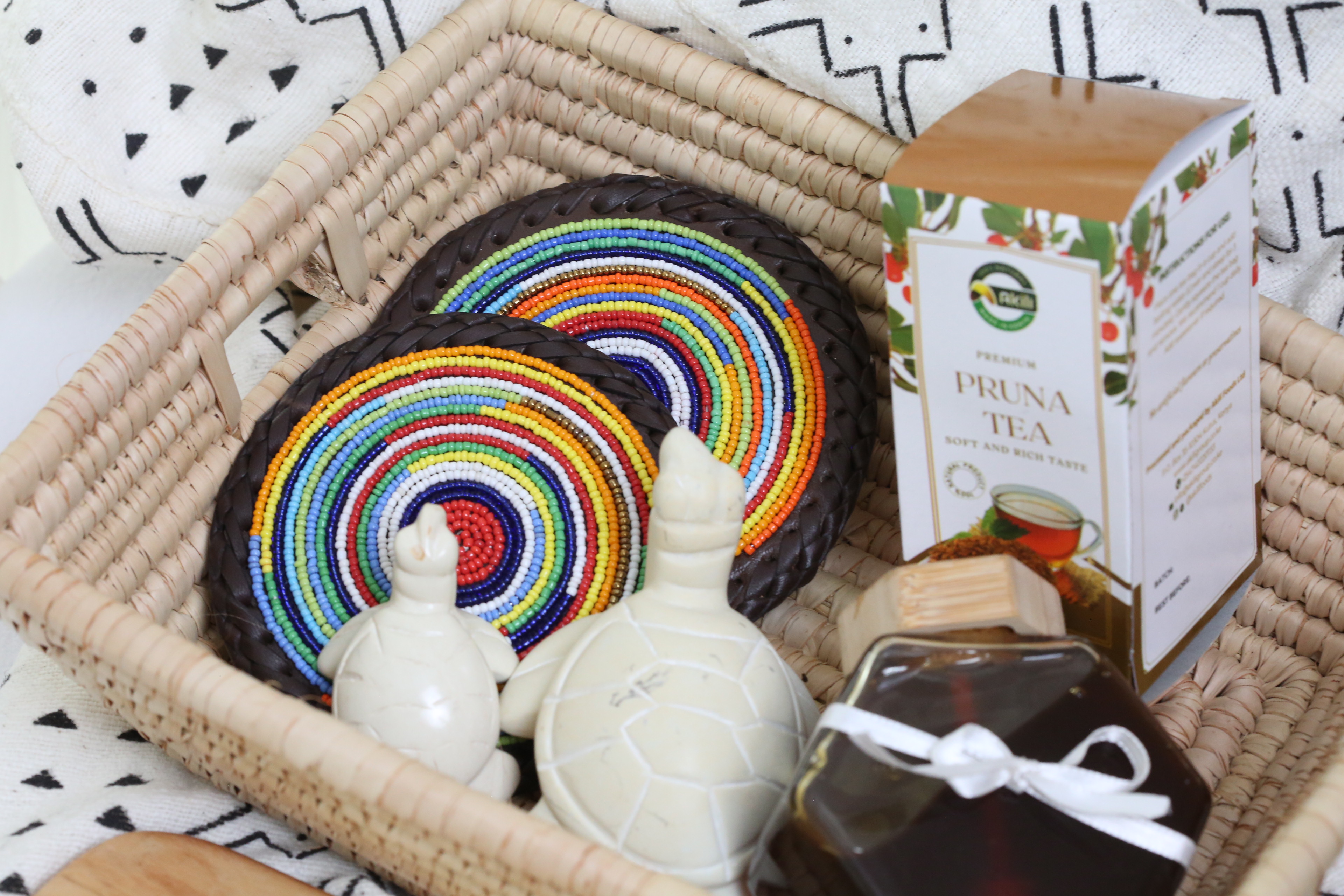 Maasai colored beaded coasters