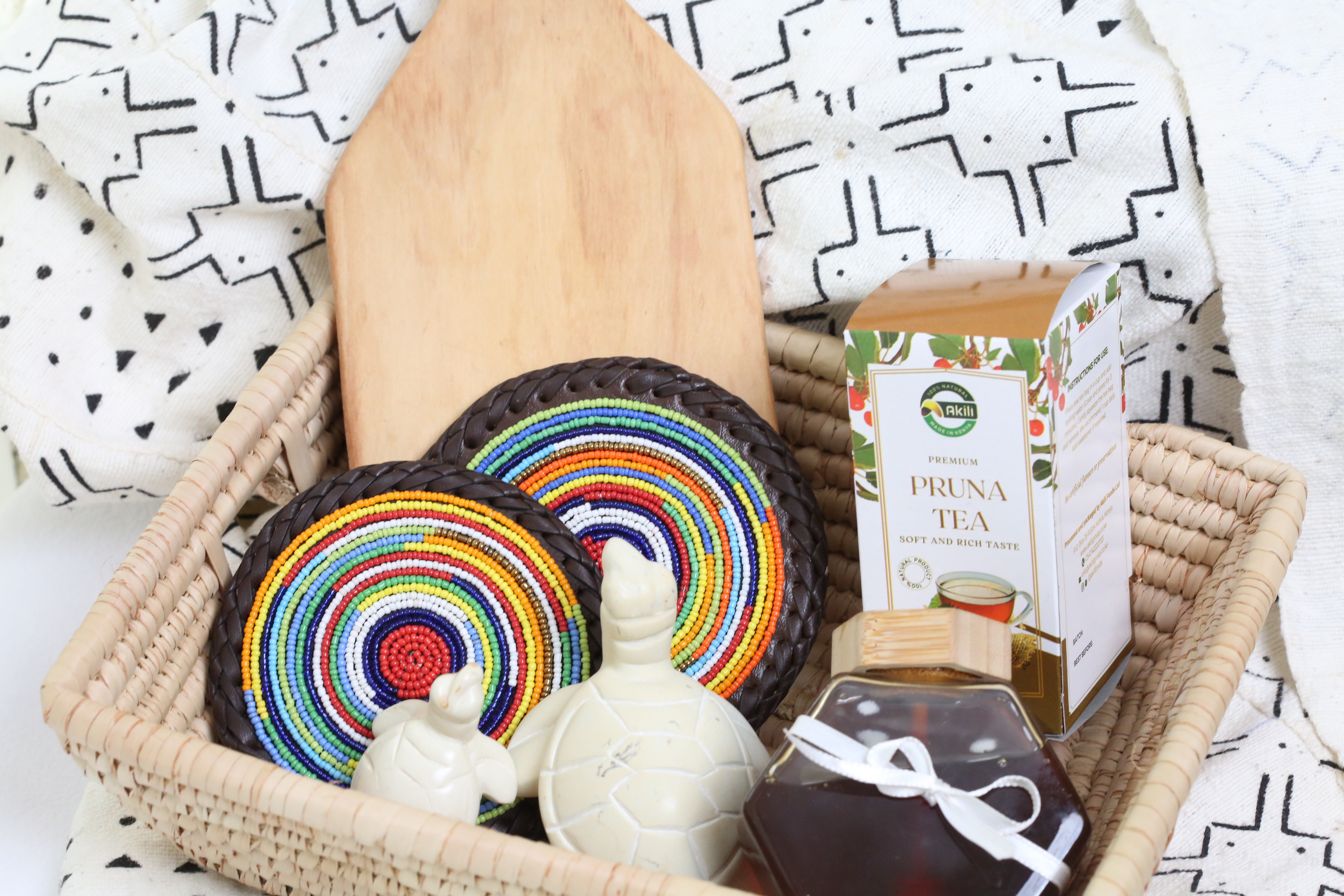 Maasai colored beaded coasters