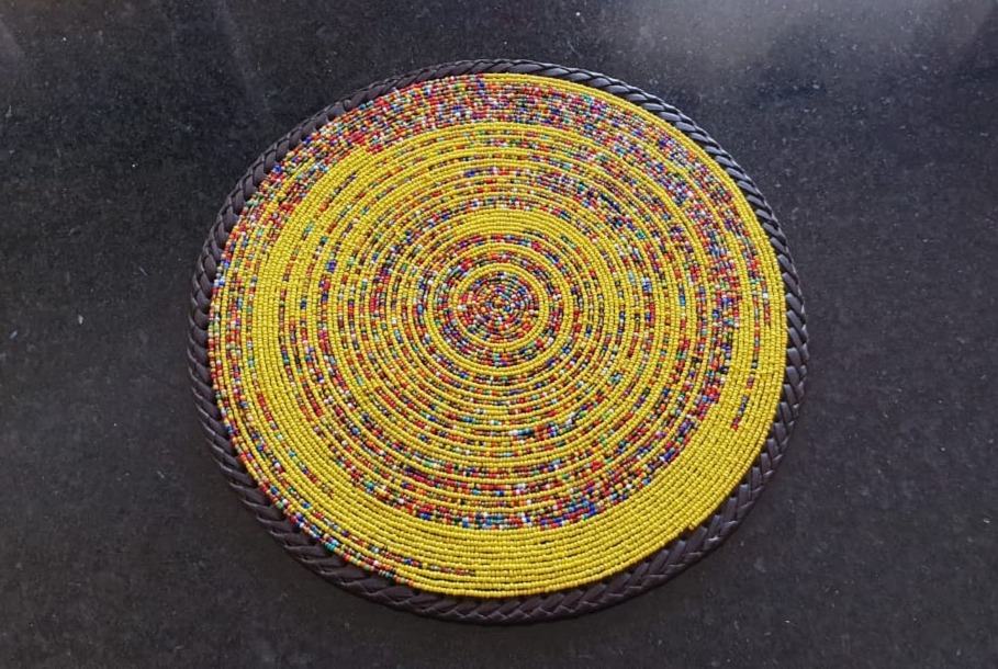Yellow Confetti fully-beaded placemat