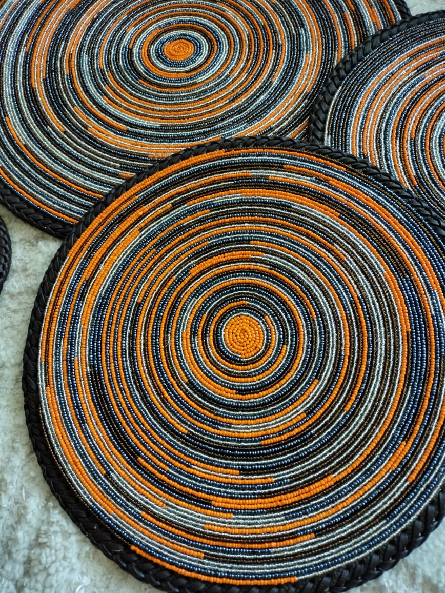 Tangerine Beaded Placemats