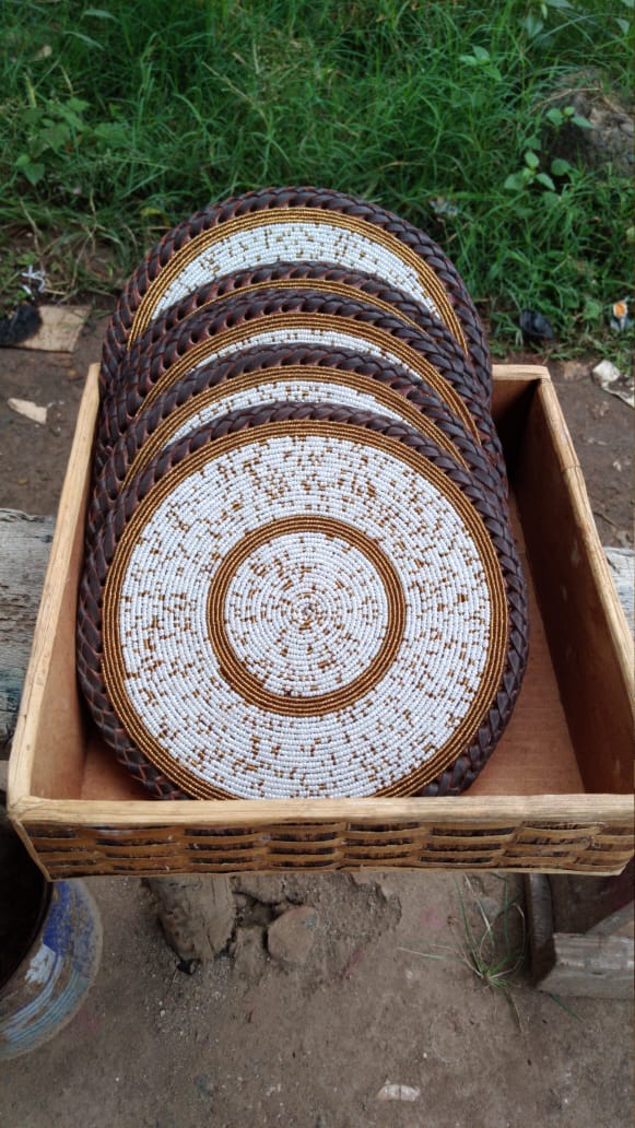 White Confetti fully-beaded placemat