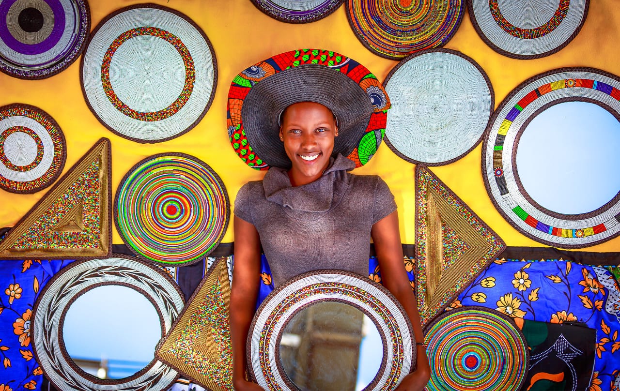 Modern Beaded mirrors.