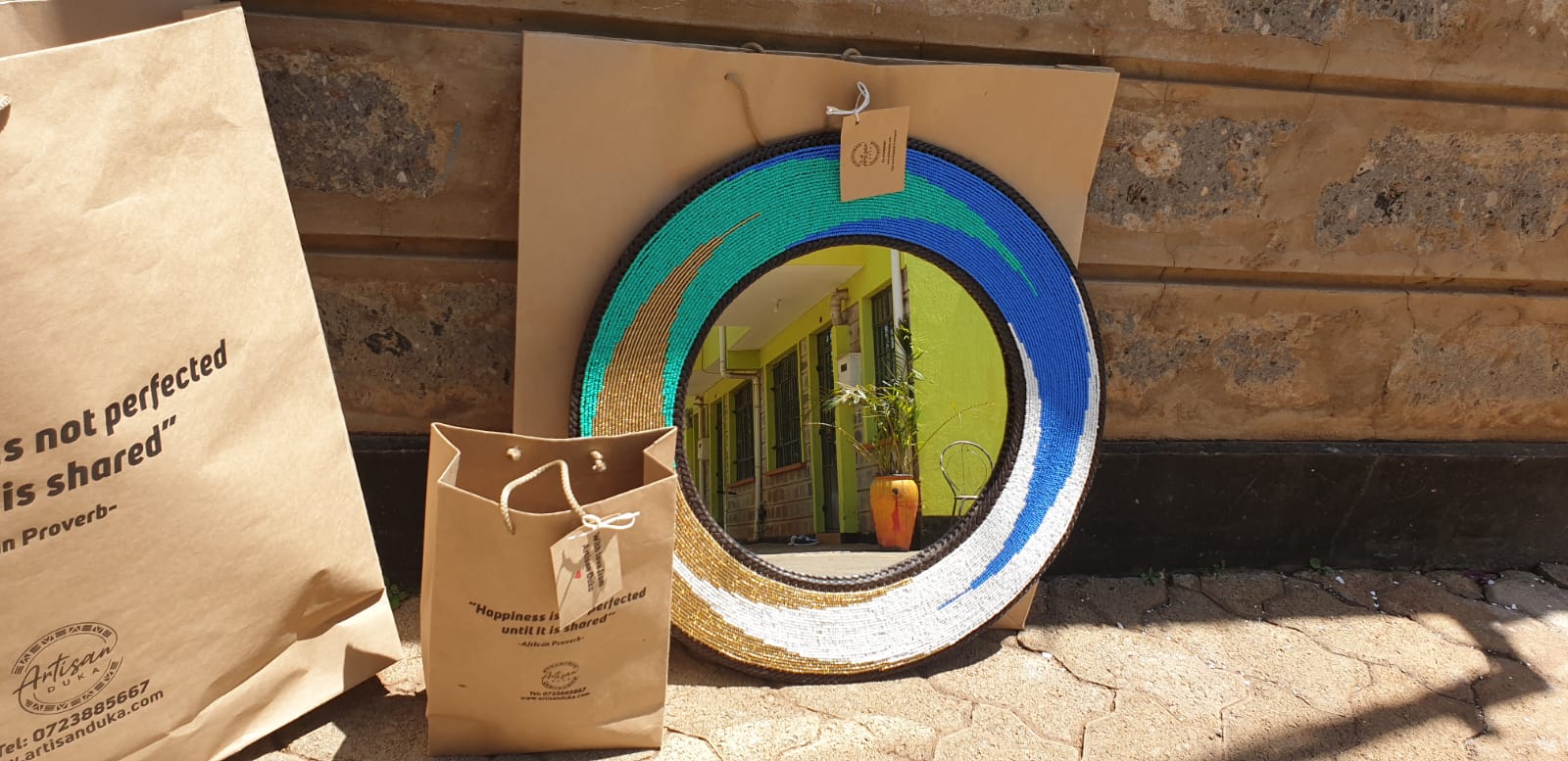 Blue Wave Design Pattern Mirror