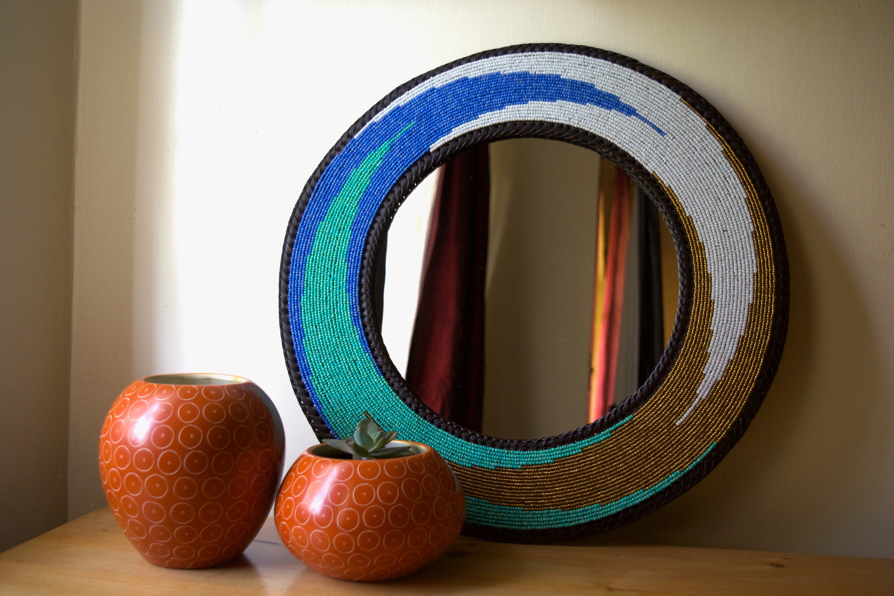 Blue Wave Design Pattern Mirror