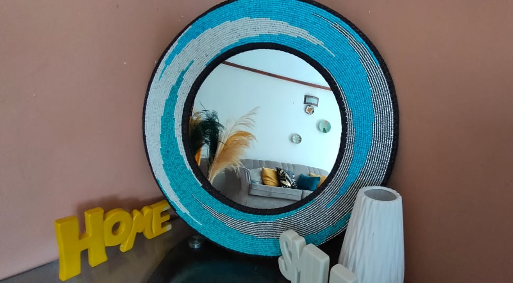 Blue Wave Design Pattern Mirror