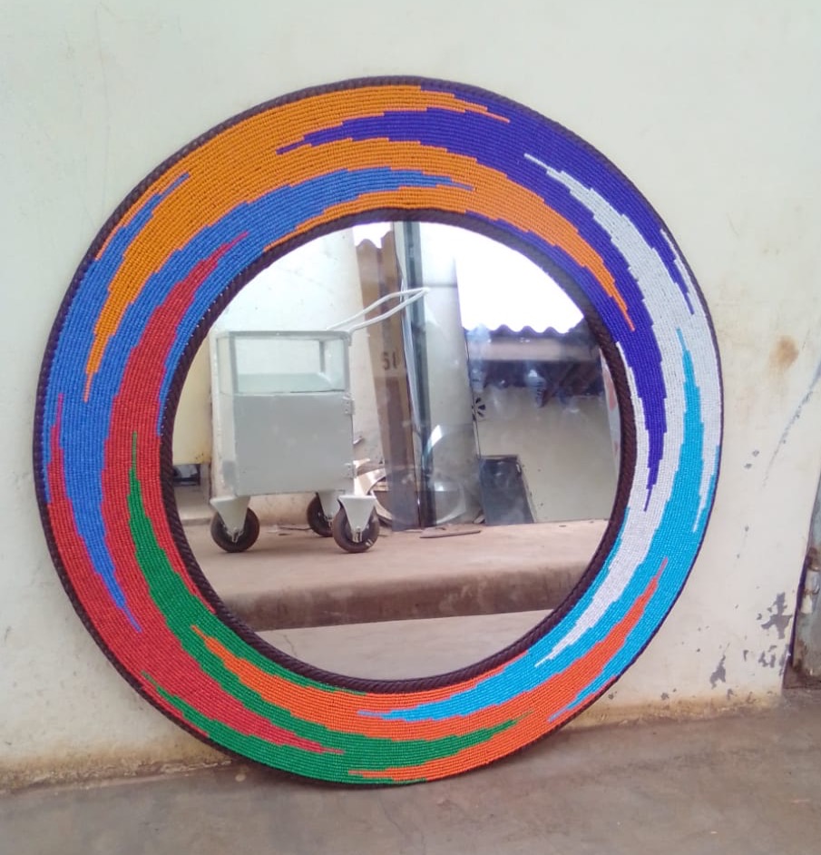 Rainbow Wave Beaded Mirror
