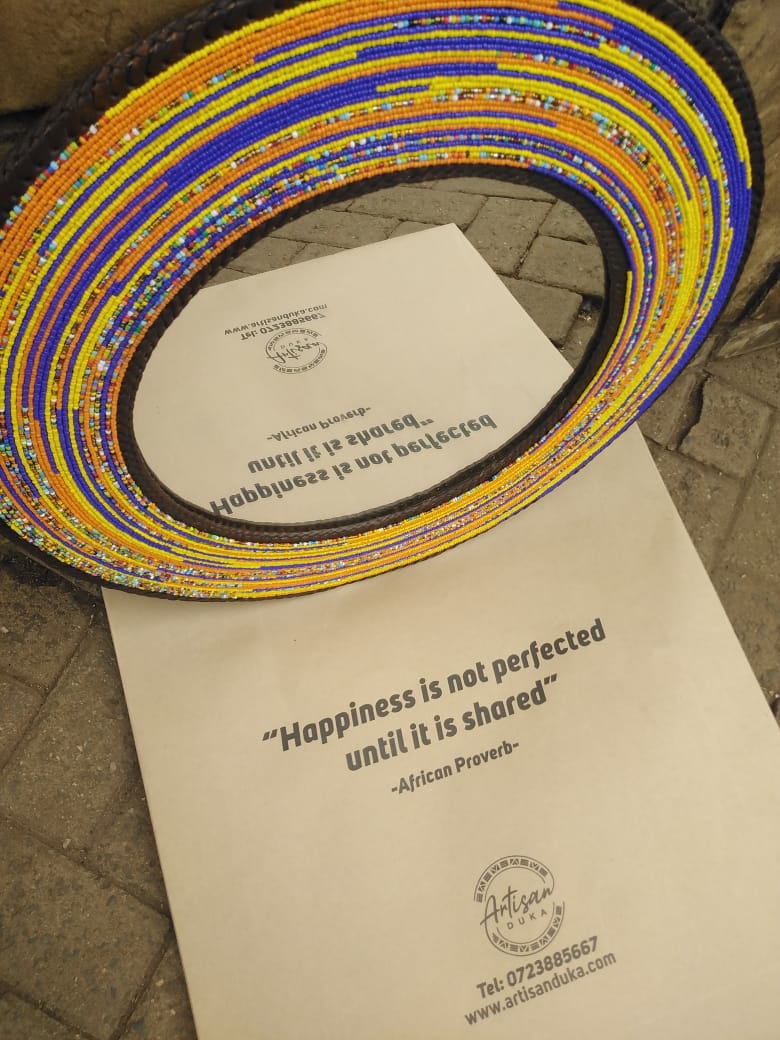 Sunflower Yellow &amp; Navy Hand beaded Mirror