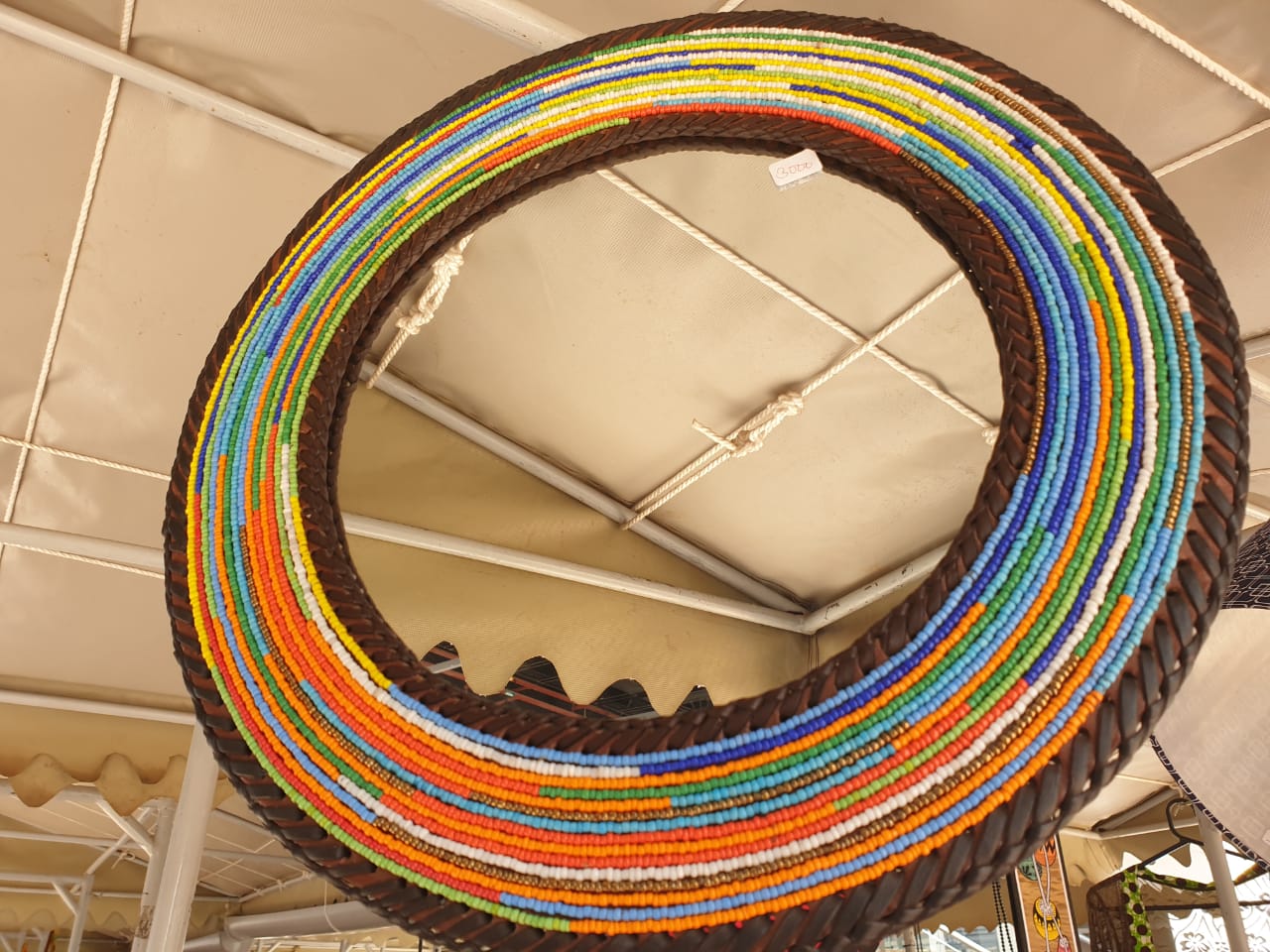 Bright Multicoloured Hand-beaded Mirror