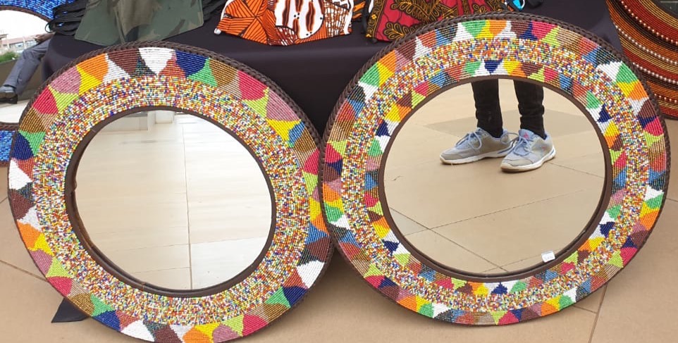 Intricate Multi-colored Beaded Mirror