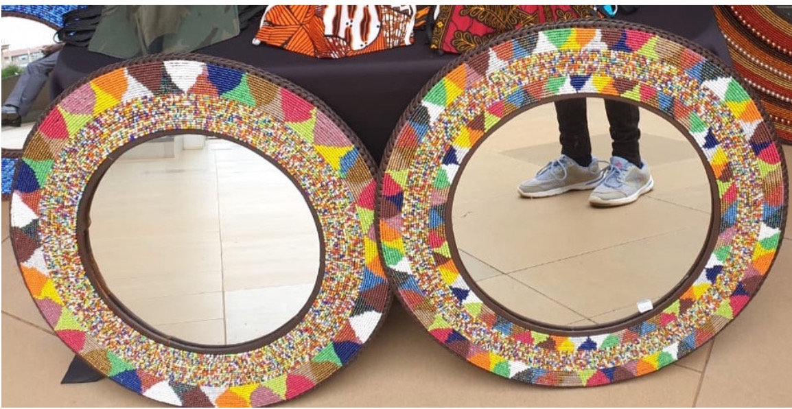 Intricate Multi-colored Beaded Mirror