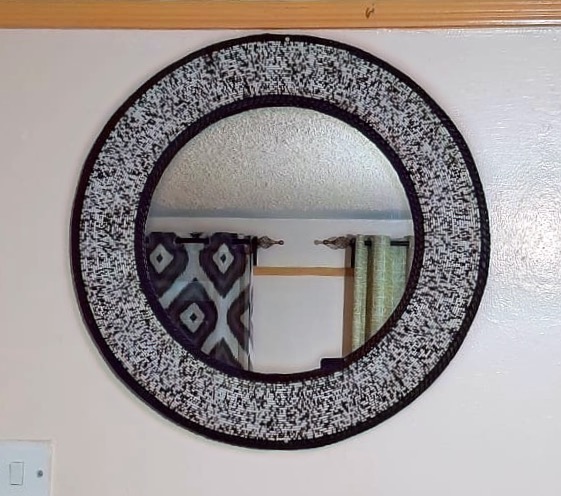White &amp; Black Beaded Handmade Mirror