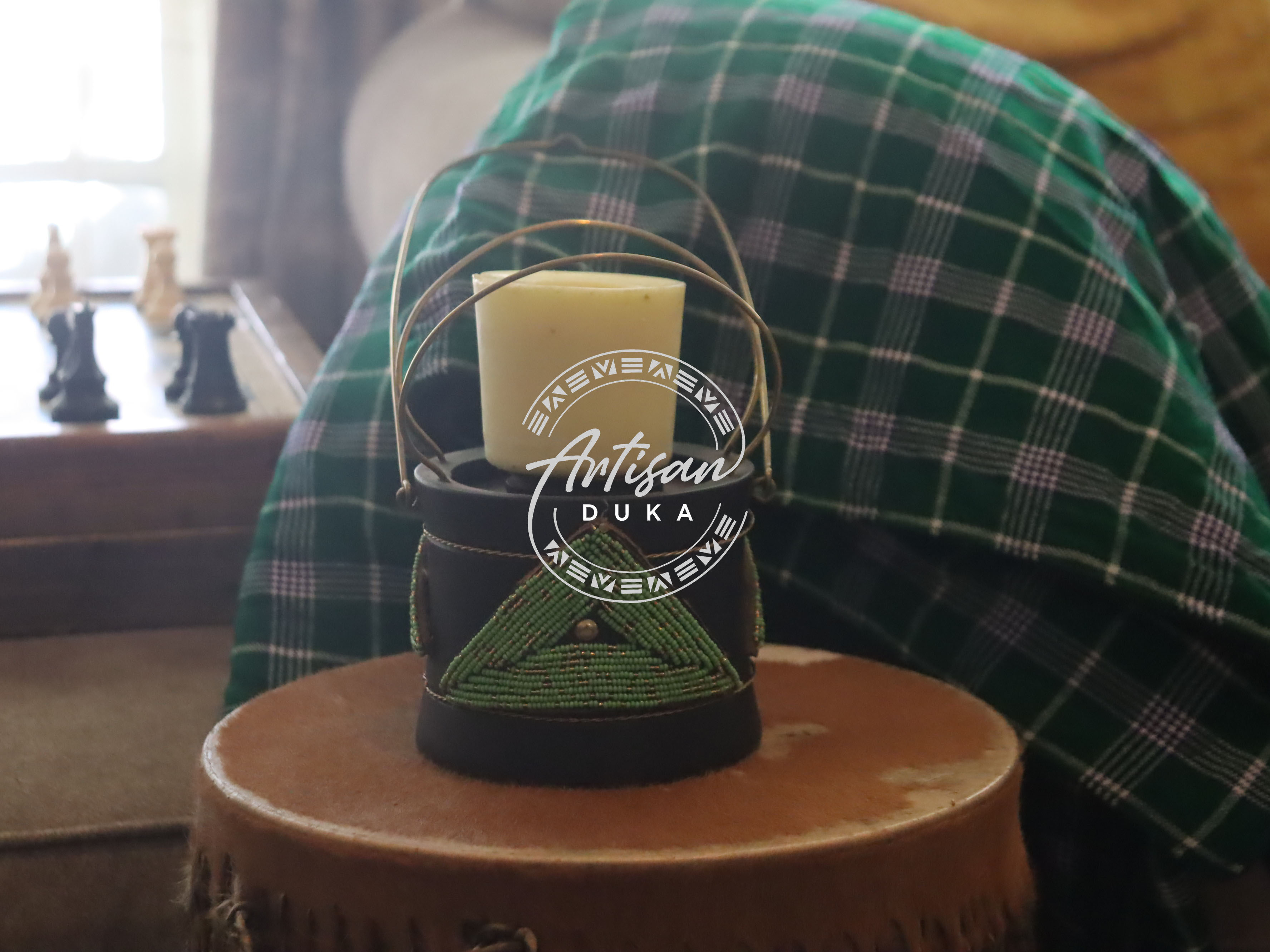 Beaded candle holder, Kenyan candle holder, African beaded candle holder