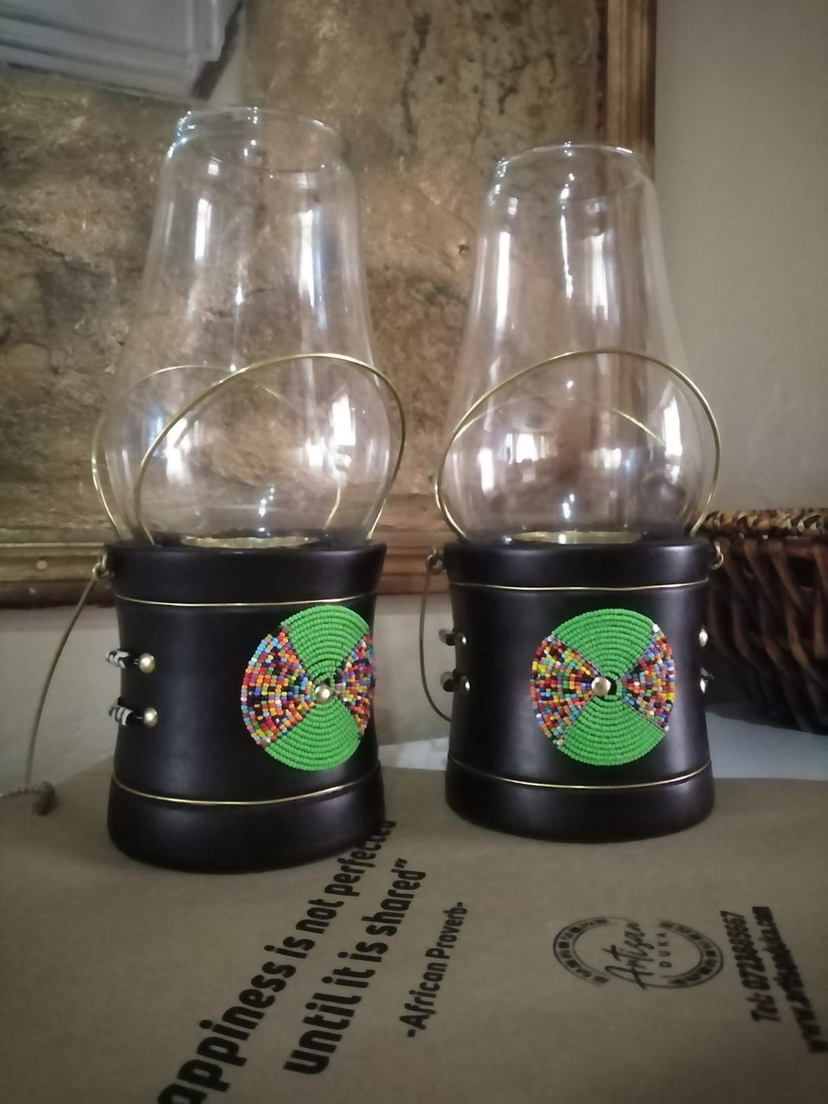 Emerald Green Lantern-style Candle Holder