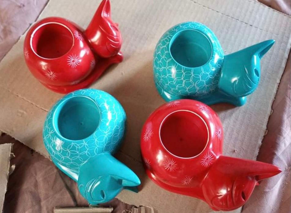 Soapstone Cat Candle Holders