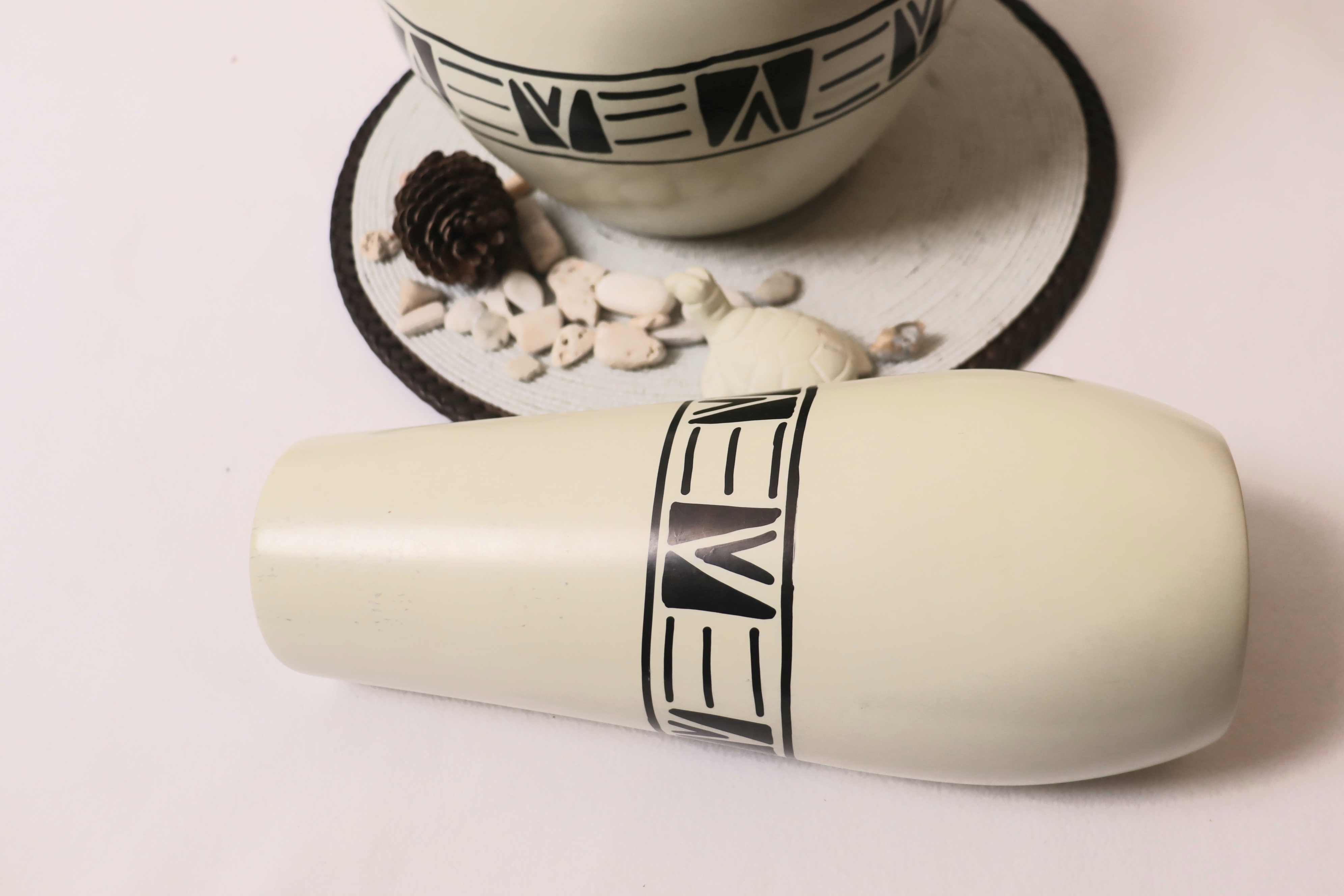 Modern tall White soapstone vase