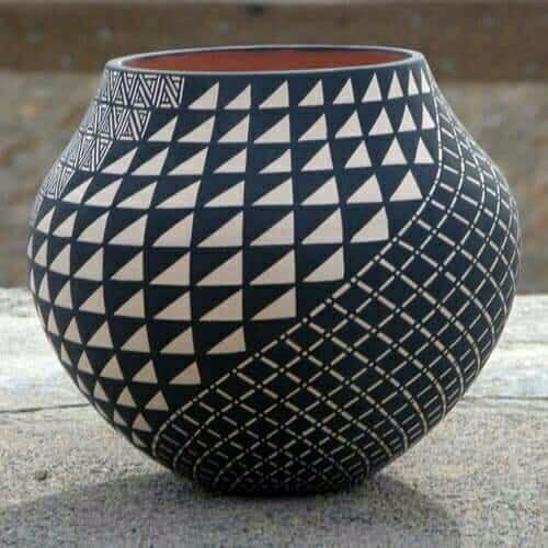 Soapstone Black &amp; White Patterned  Vase