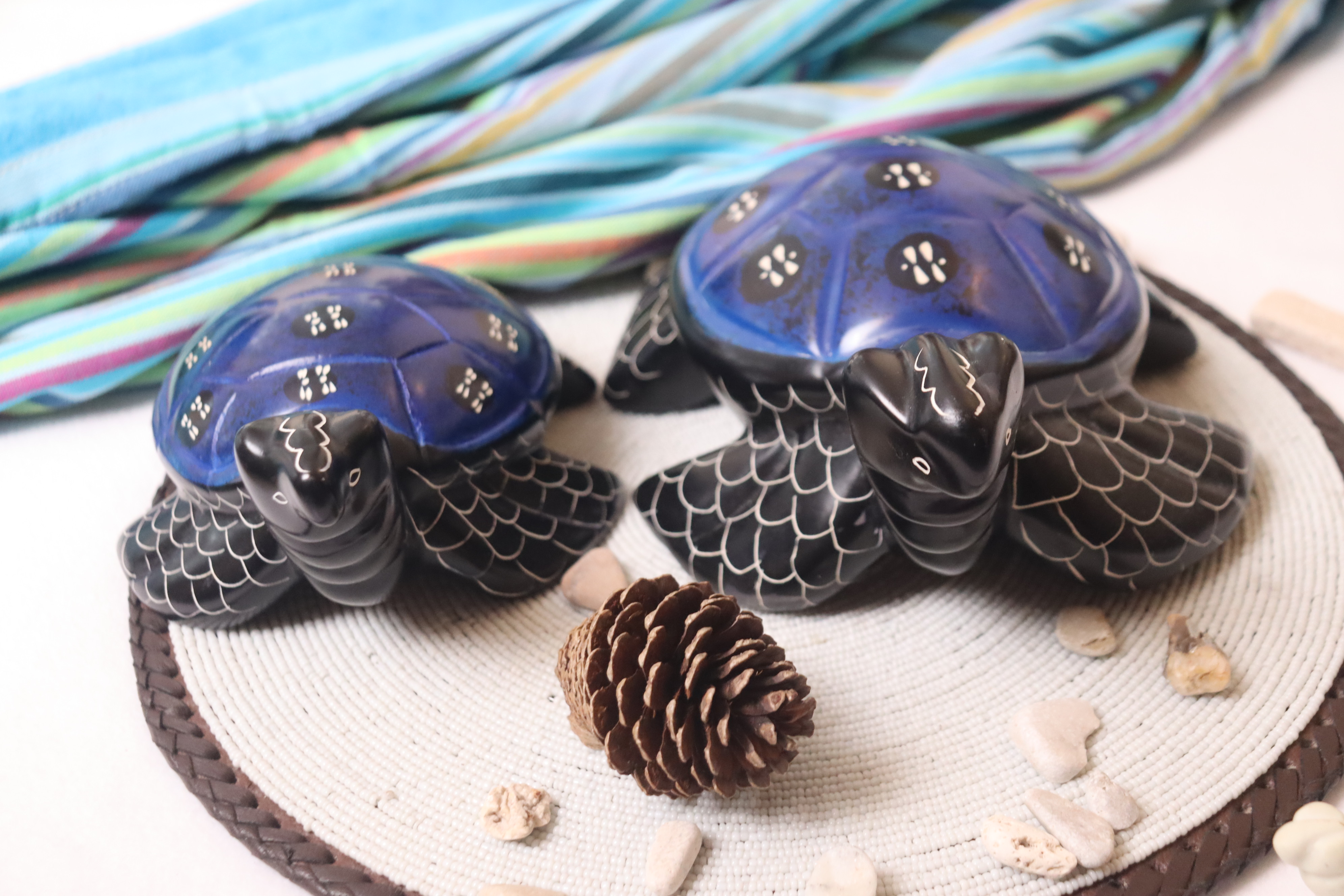 Navy blue soapstone turtles