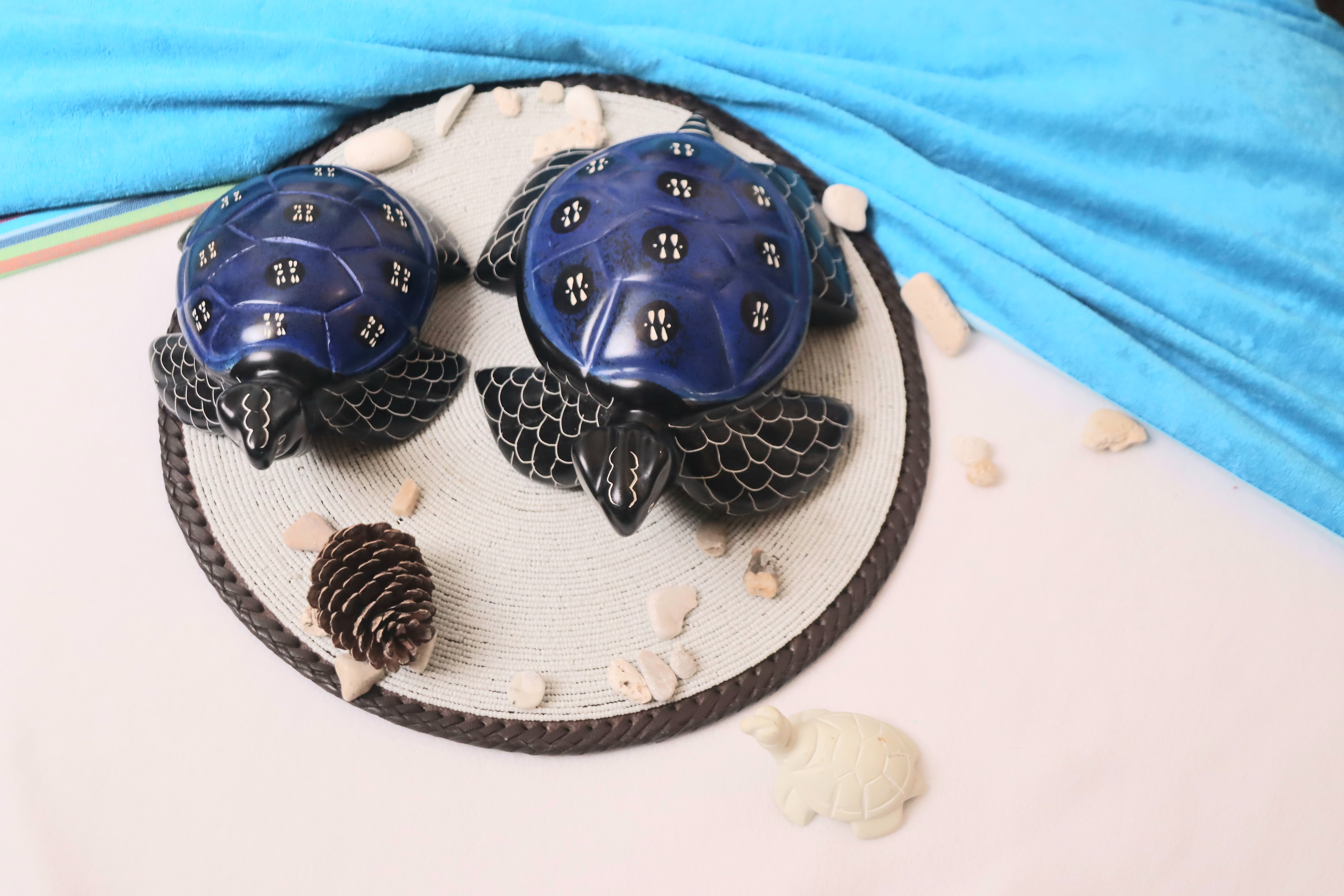 Navy blue soapstone turtles
