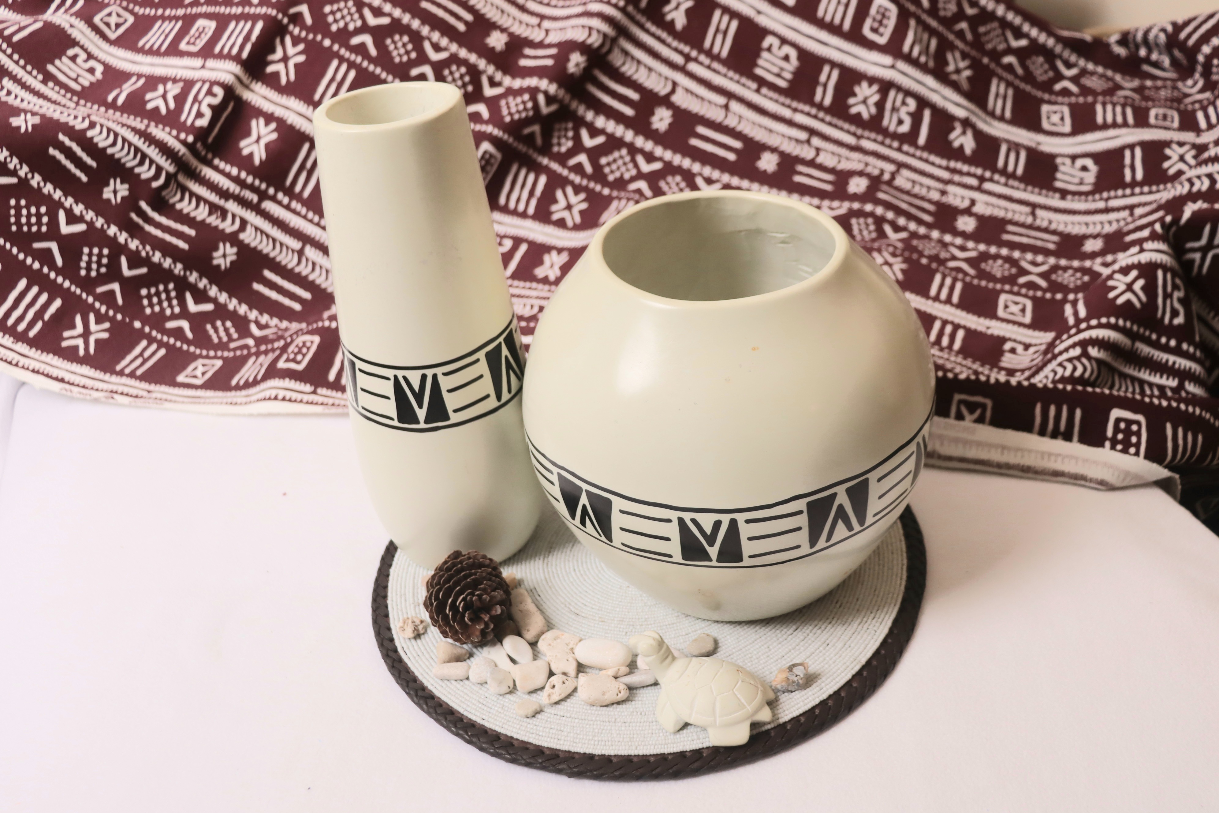 Elegant soapstone white vases.