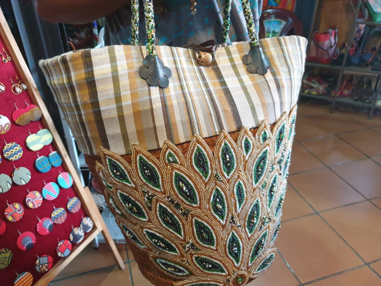 Intricately Beaded Kikoy Basket