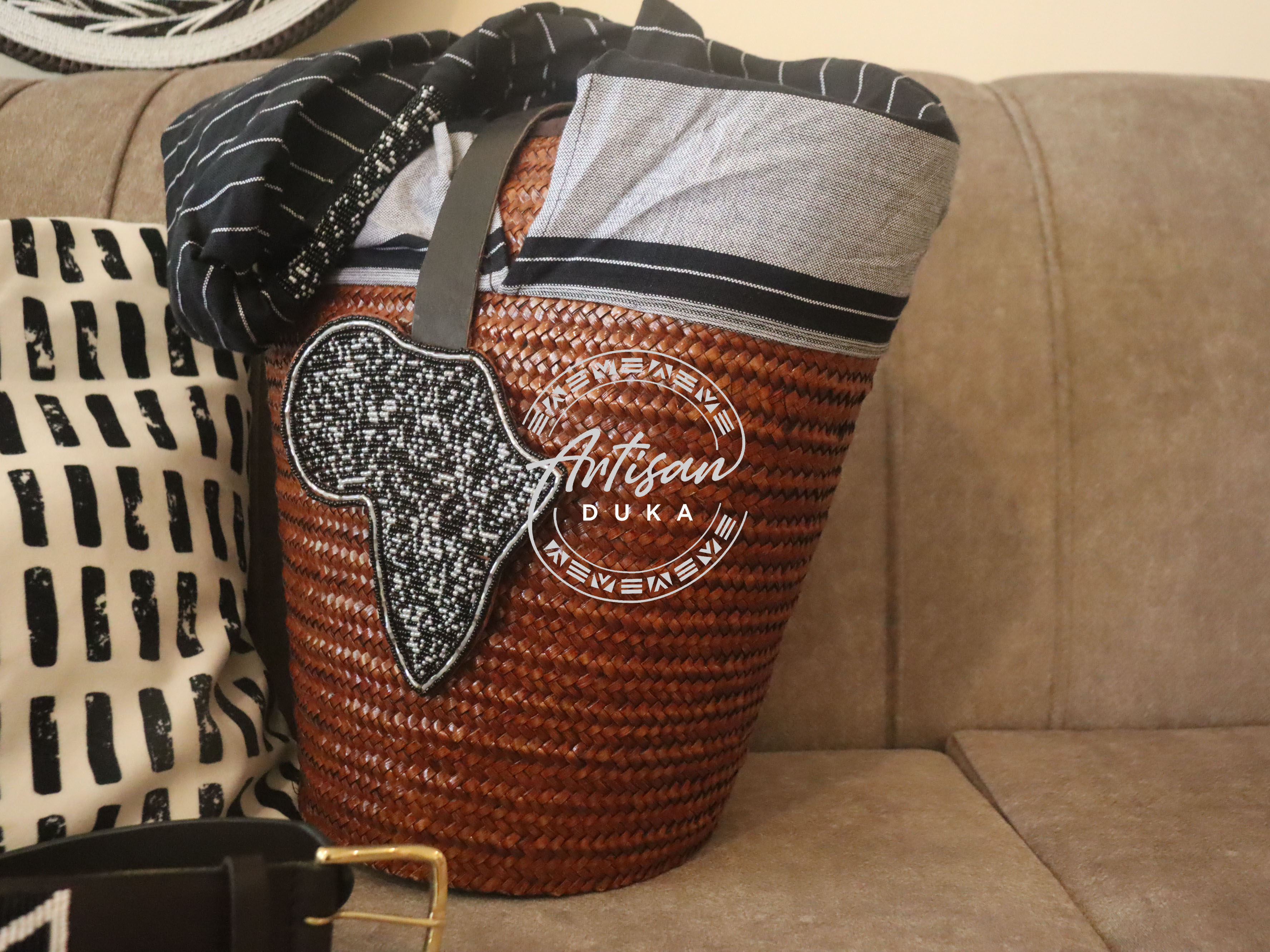 Beaded Kikoy basket - Africa