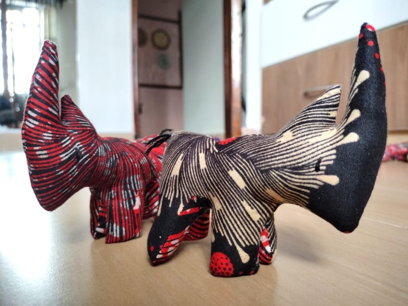 Rhino Kitenge toy, Kitenge toys, soft toys