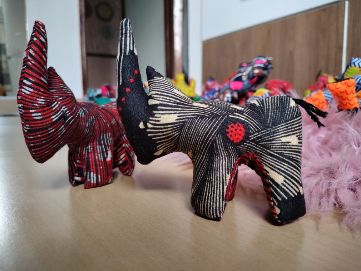 Rhino Kitenge toy, Kitenge toys, soft toys