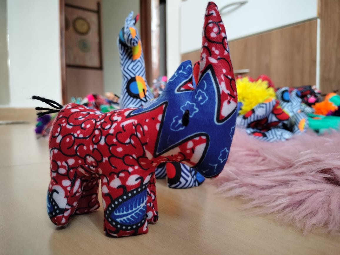 Rhino Kitenge toy, Kitenge toys, soft toys