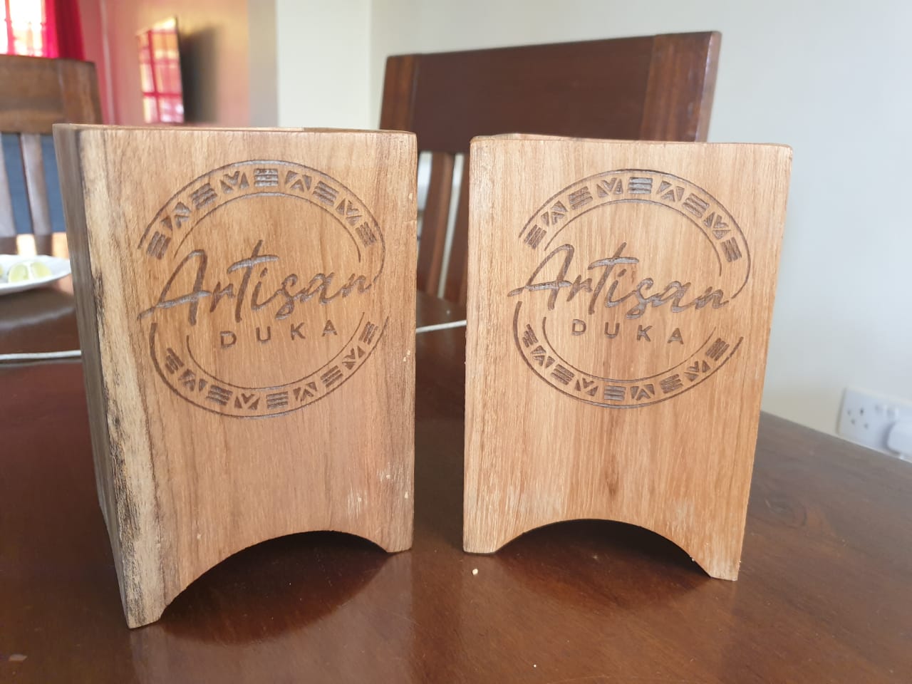 Branded Wooden Planter with Succulent