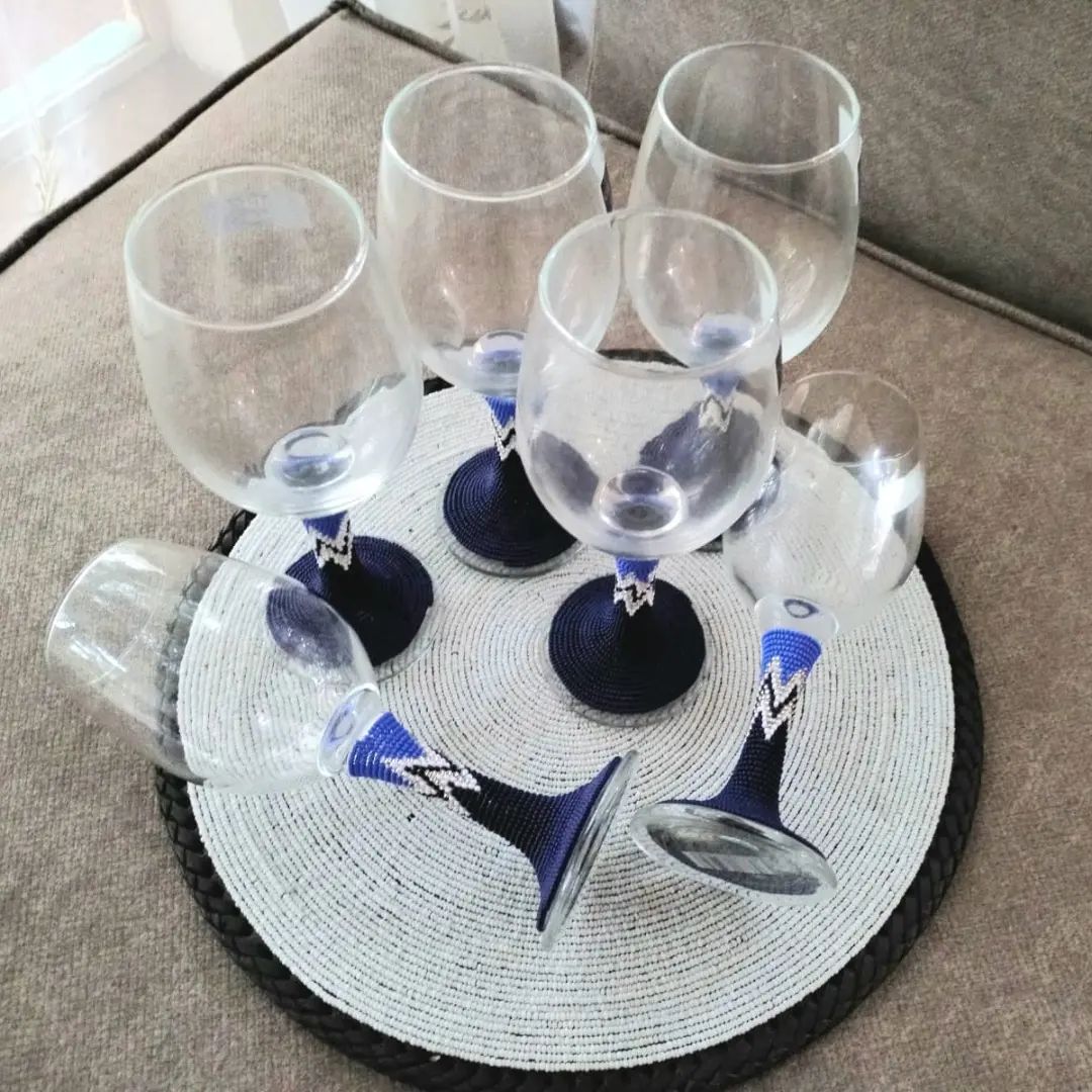 Blue beaded Wine glasses
