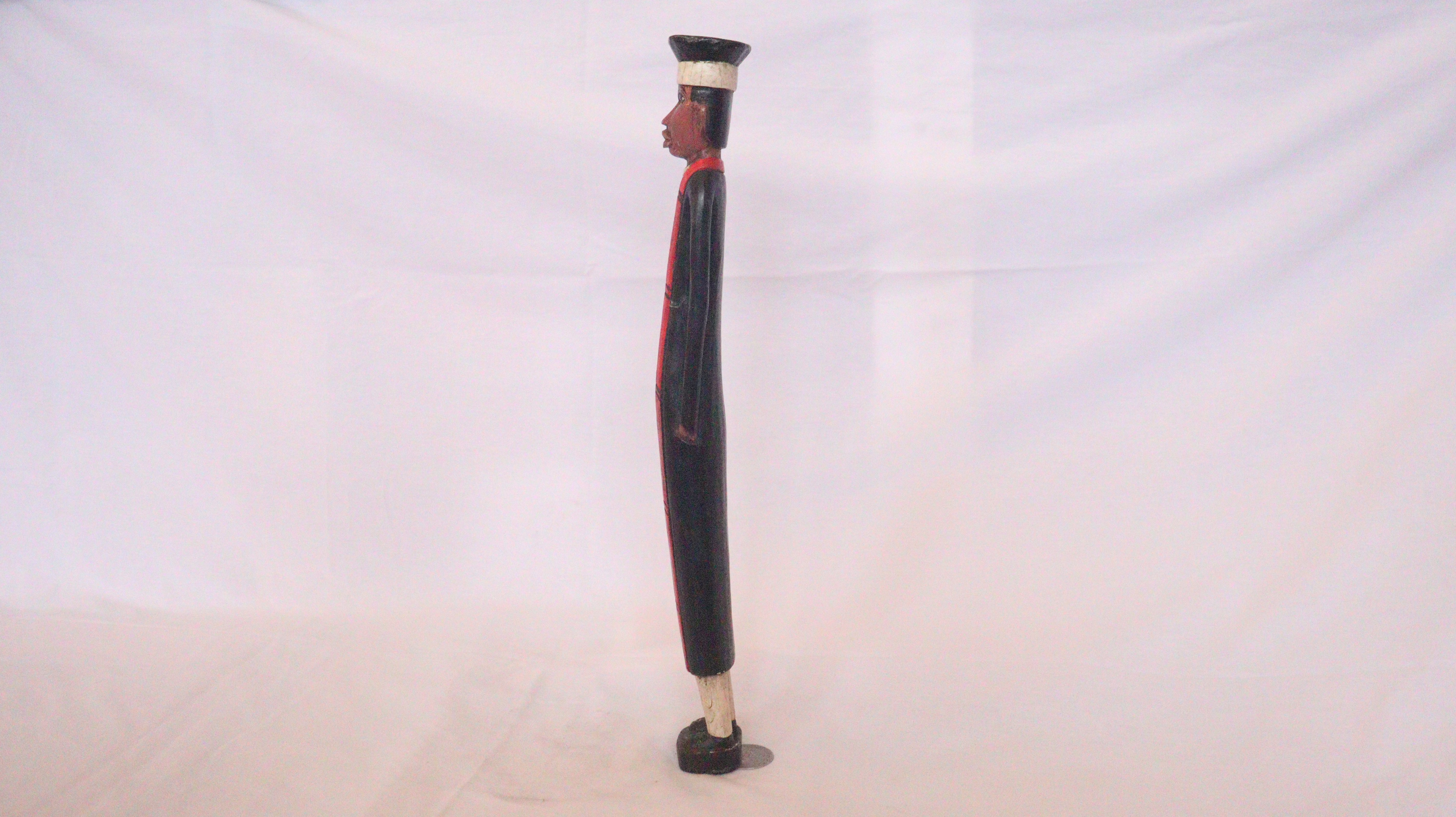 Intellectual Characters Statue, Ivory Coast Sculpture, Wooden Soldier Statue