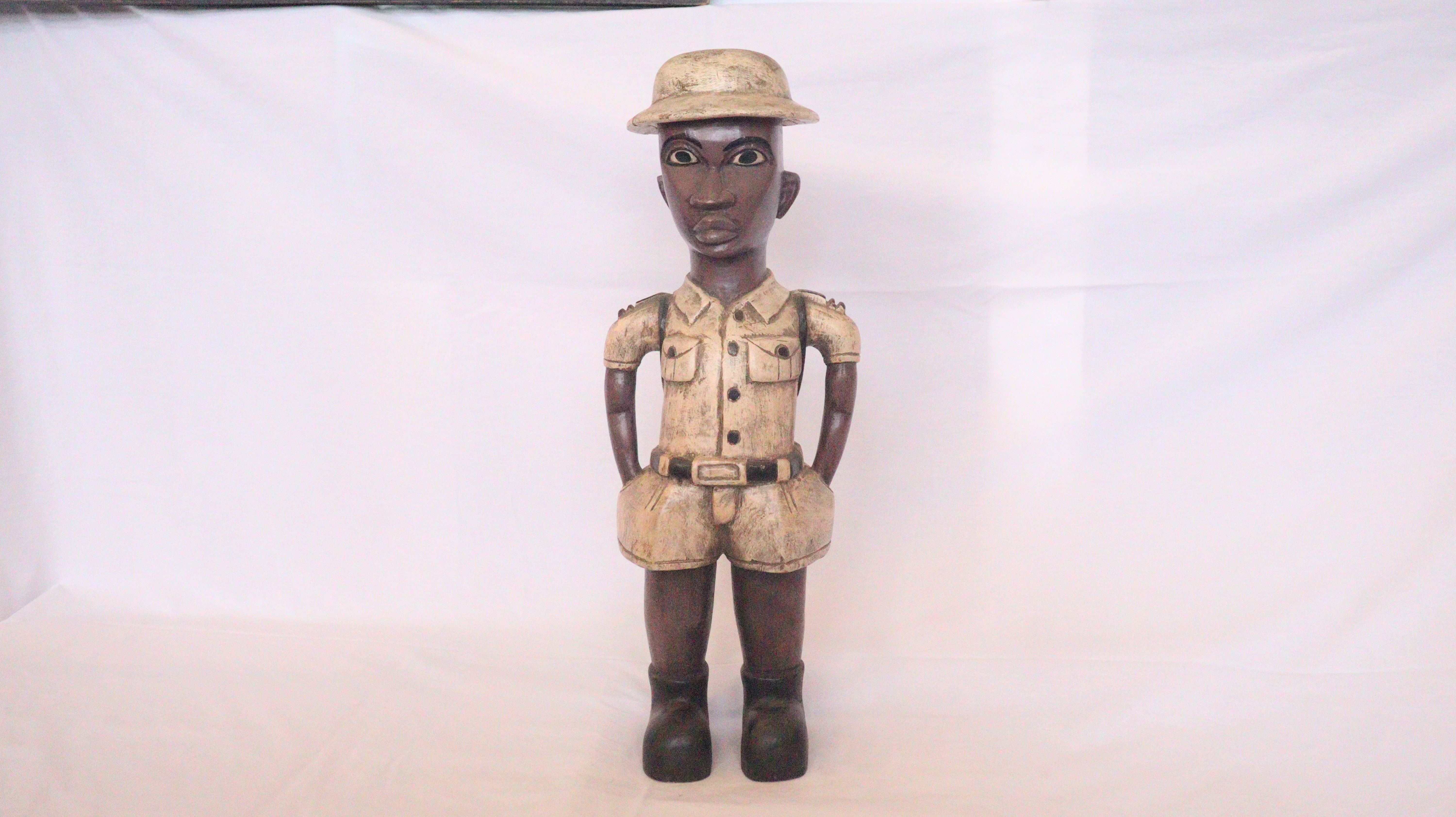 Belgium Colonial Statue, Belgium Statue, Soldier Statue, Wooden soldier statue