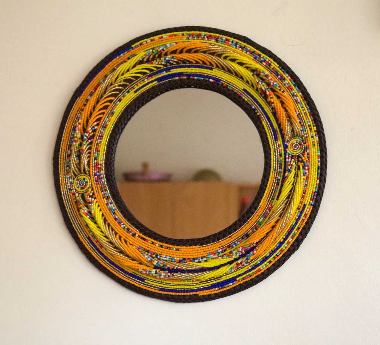 Sunrise  Maasai Beaded Mirror Set