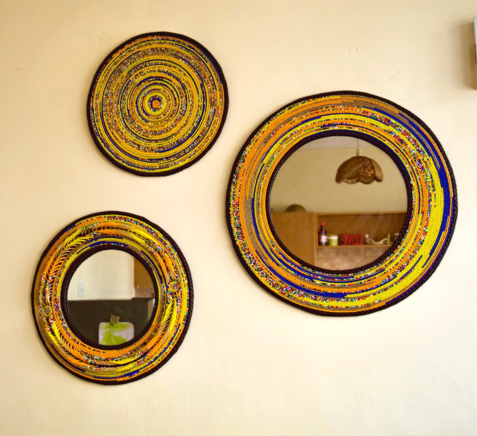 Sunrise  Maasai Beaded Mirror Set