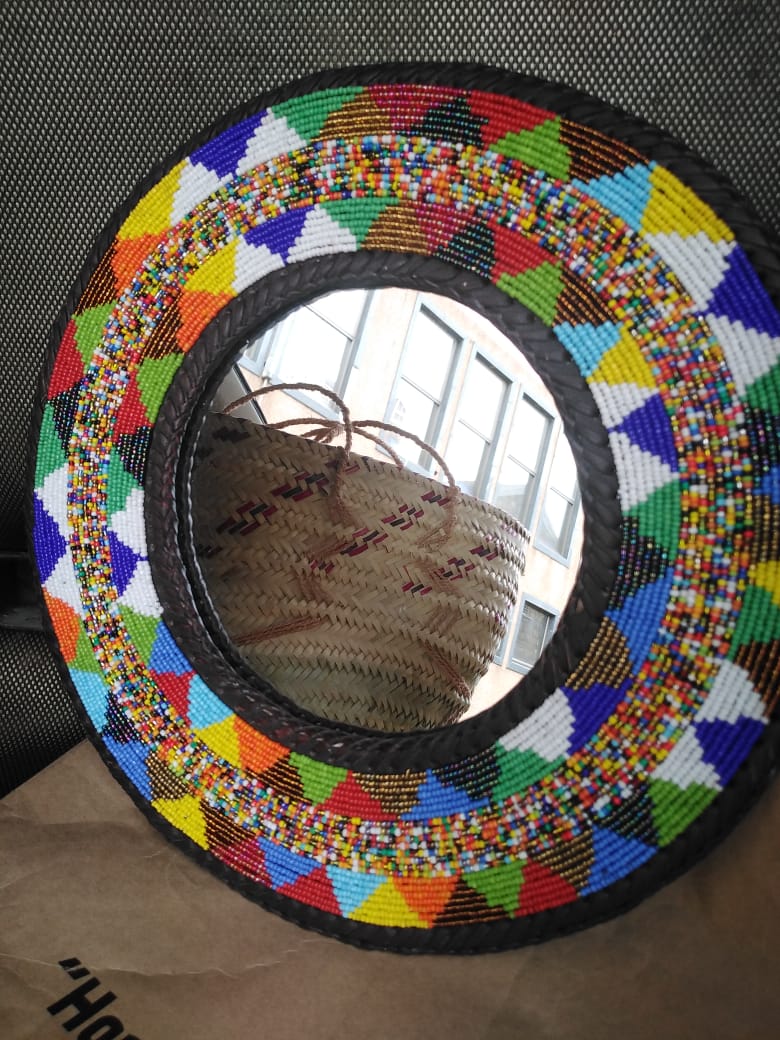 Multicolored Maasai Beaded Mirror