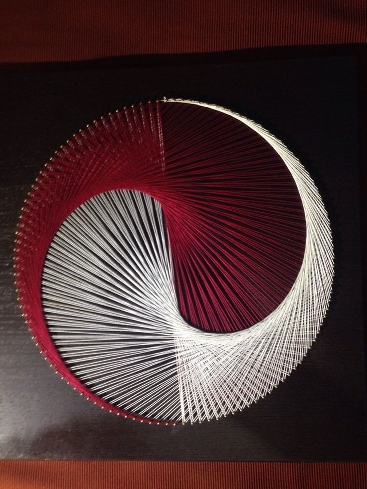Red and white String Art, Wall Decor, Wall Art