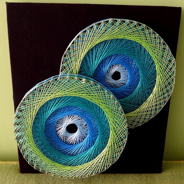 Green and blue String Art, Wall Decor, Home Decor