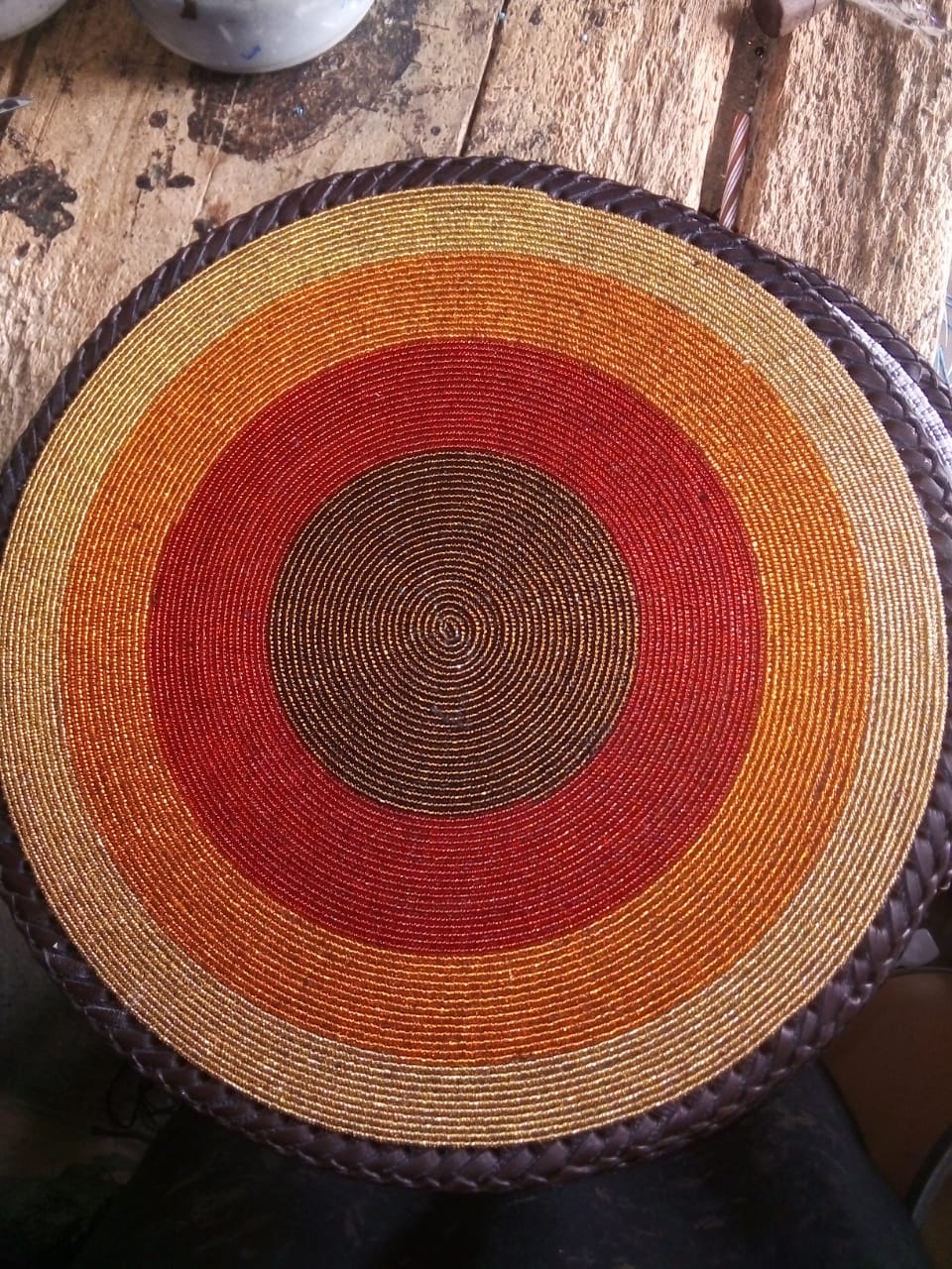 Sunset Handmade Beaded Wall or Table Mat, Maasai Beaded Placemats, Beaded Mats