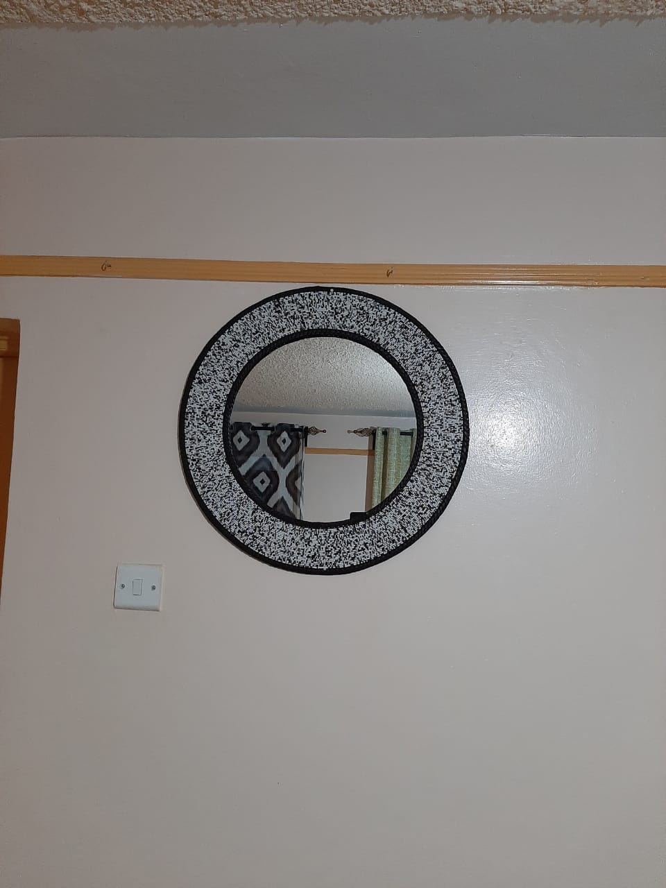 White &amp; Black Maasai Beaded Handmade Mirror