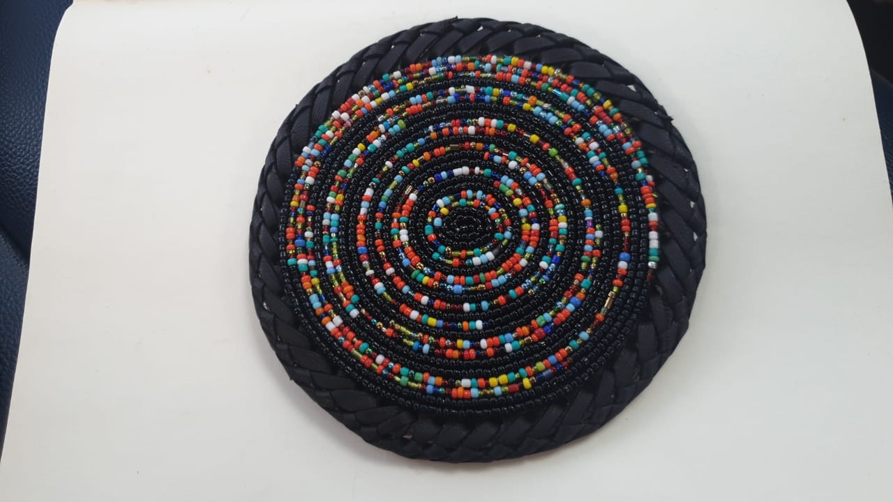 Black &amp; Confetti Beaded Coasters