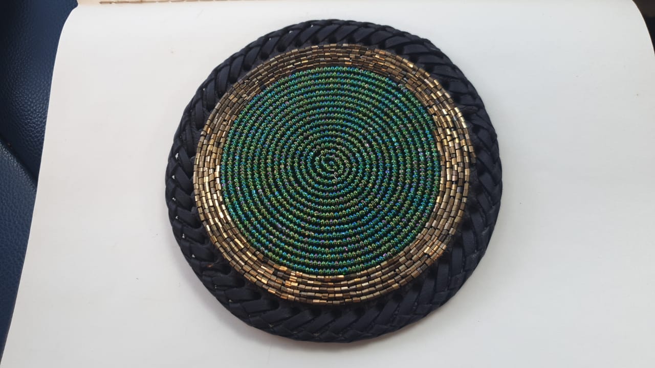 Green &amp; Gold Beaded Coasters