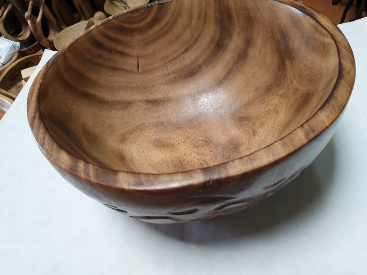 Round Bowl with Circular Patterns, Wooden bowl, Bowl
