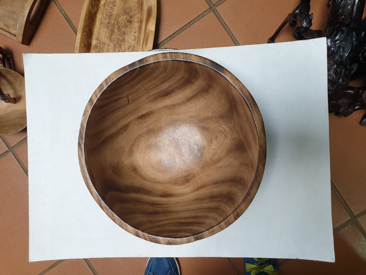 Round Bowl with Circular Patterns, Wooden bowl, Bowl