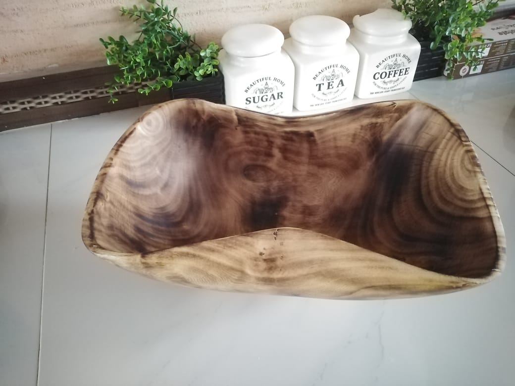 Large pinched Jacaranda bowl, Jacaranda wooden bowls, Wooden bowls
