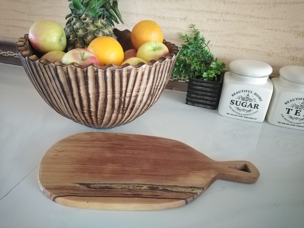 Smoked large ridged Jacaranda bowl, Jacaranda wooden bowls, Wooden bowls