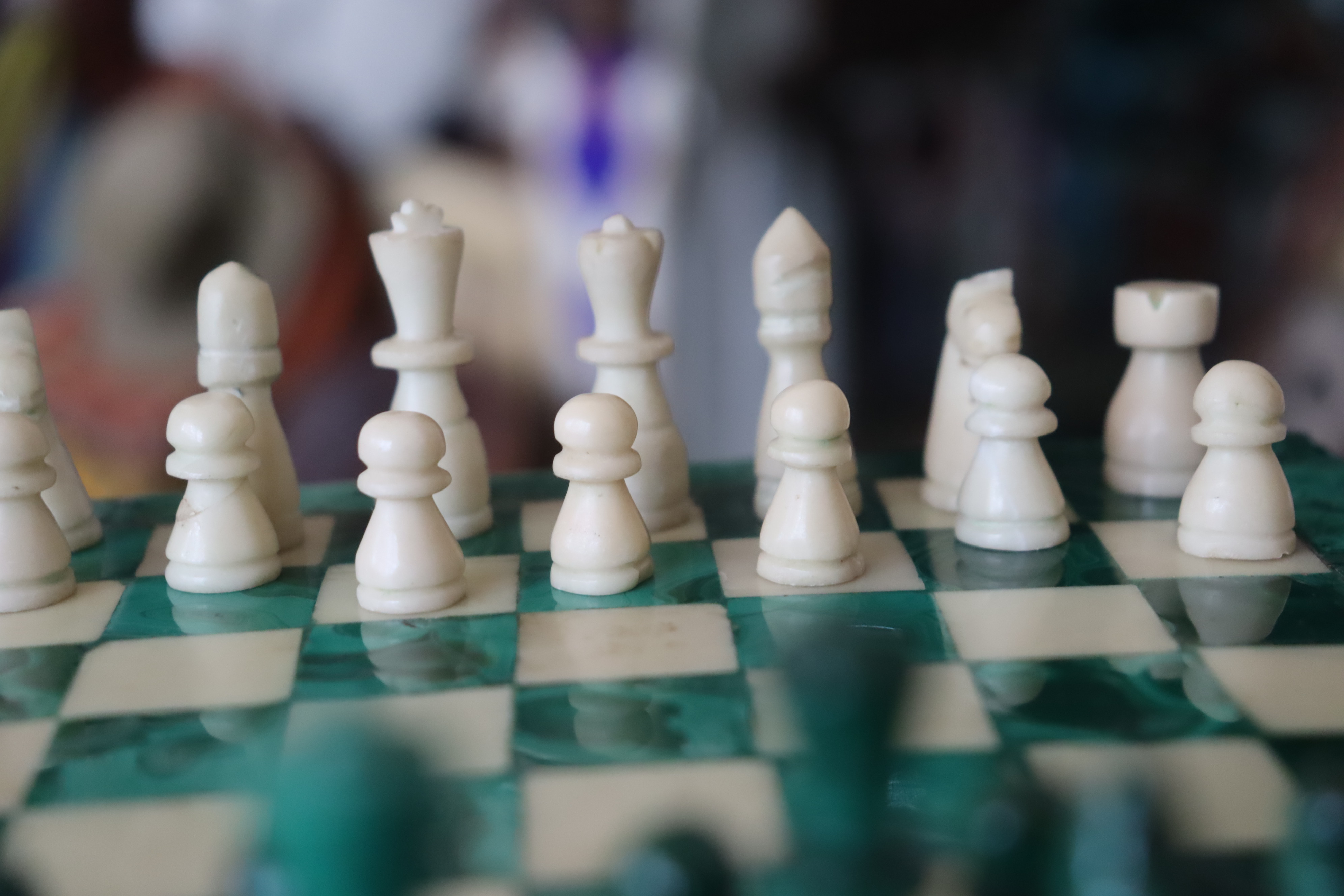 Rectangular malachite chess board