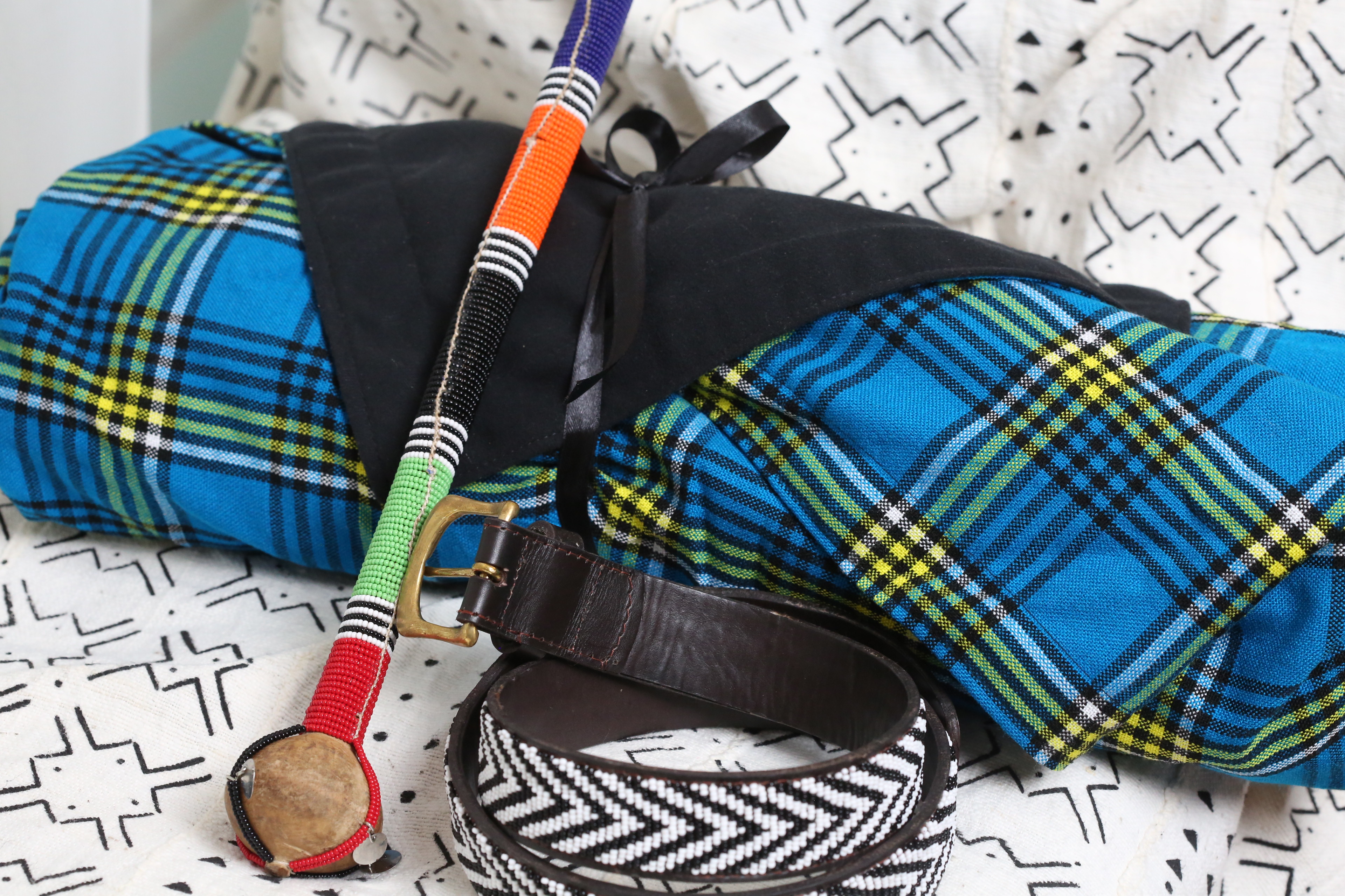 Blue Maasai Fleece Blanket Gift package