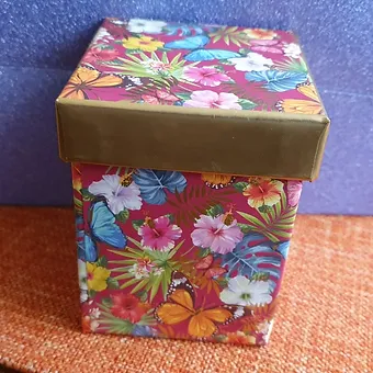 Brass Jewelry necklace Pair in Flowery Box