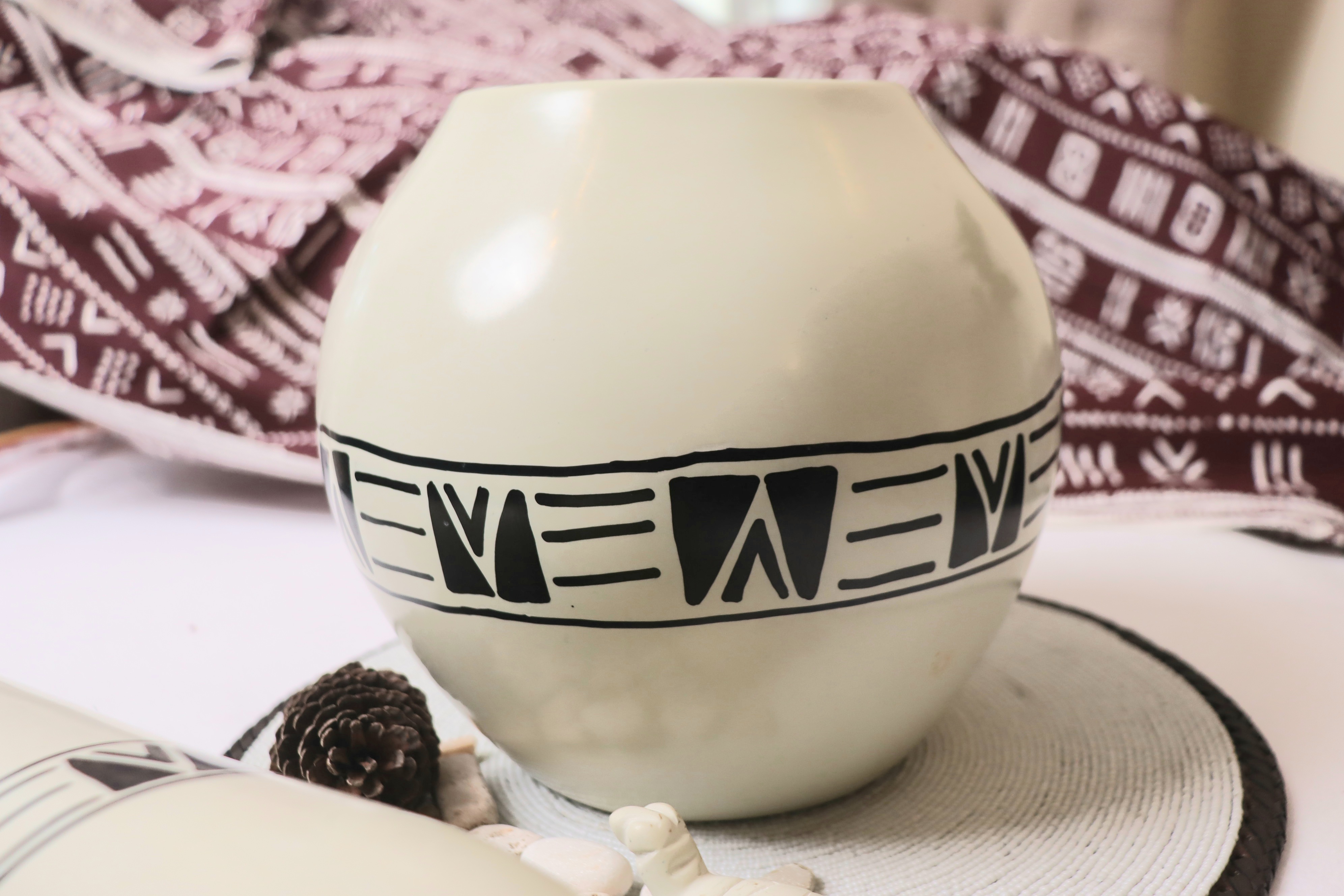 White patterned Soapstone vase gift package.