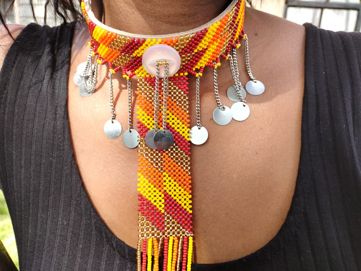 Sunrise Orange Maasai Tribal Chocker Necklace